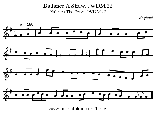 Ballance A Straw. JWDM.22 - staff notation