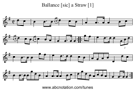 Ballance [sic] a Straw [1] - staff notation