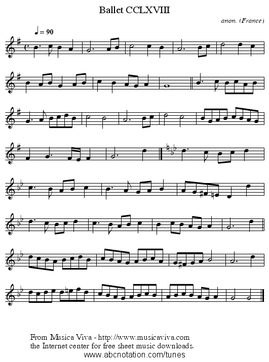Ballet CCLXVIII - staff notation