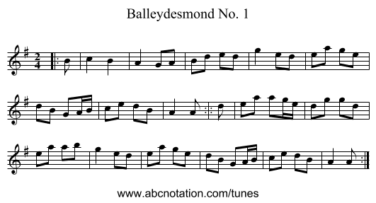 Balleydesmond No. 1 - staff notation