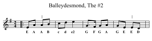 Balleydesmond, The #2 - staff notation