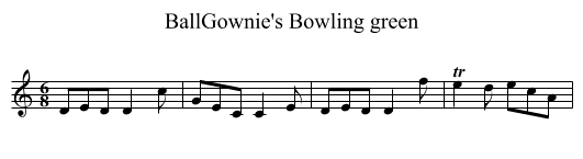 BallGownie's Bowling green - staff notation