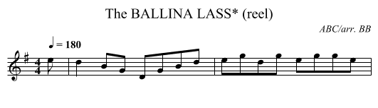 BALLINA LASS* (reel), The - staff notation