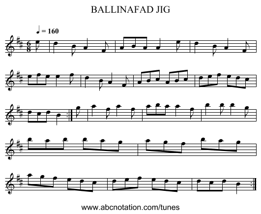 BALLINAFAD JIG - staff notation