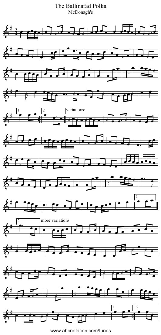 Ballinafad Polka, The - staff notation