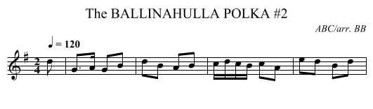 BALLINAHULLA POLKA #2, The - staff notation