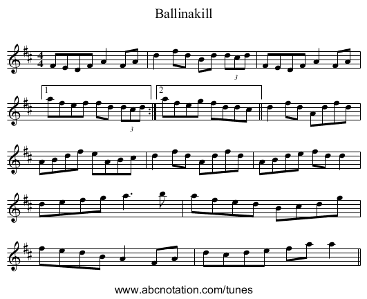 Ballinakill - staff notation