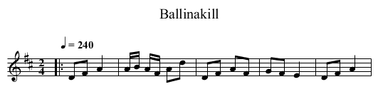 Ballinakill - staff notation