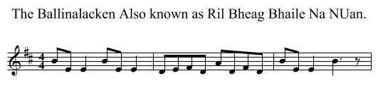 Ballinalacken Also known as Ril Bheag Bhaile Na NUan., The  - staff notation