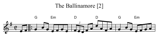 Ballinamore [2], The - staff notation