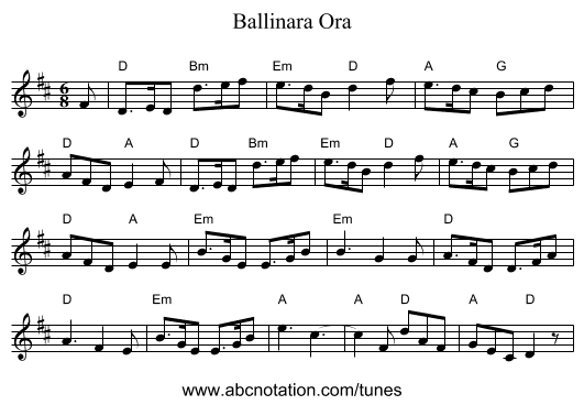 Ballinara Ora - staff notation