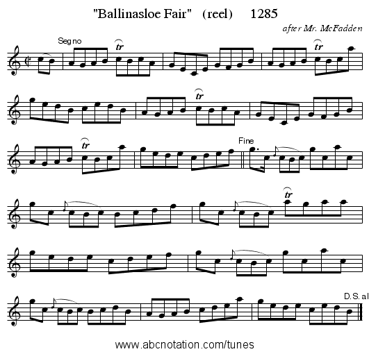 Ballinasloe Fair   (reel)     1285 - staff notation
