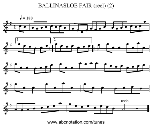 BALLINASLOE FAIR (reel) (2) - staff notation
