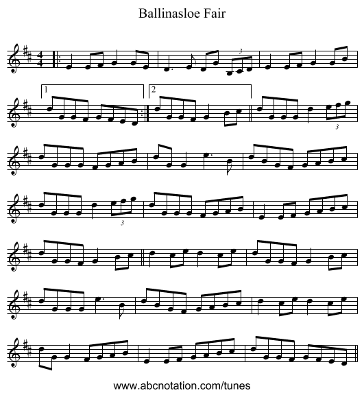 Ballinasloe Fair - staff notation