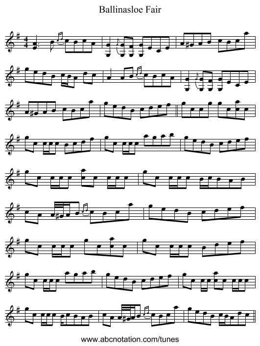 Ballinasloe Fair - staff notation