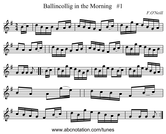 Ballincollig in the Morning   #1 - staff notation