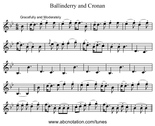 Ballinderry and Cronan - staff notation