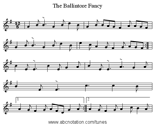 Ballintore Fancy, The - staff notation