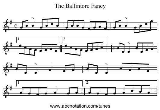 Ballintore Fancy, The - staff notation