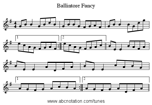 Ballintore Fancy - staff notation