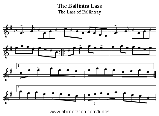 Ballintra Lass, The - staff notation