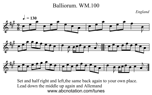 Balliorum. WM.100 - staff notation