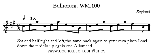 Balliorum. WM.100 - staff notation
