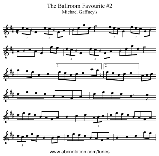 Ballroom Favourite #2, The - staff notation