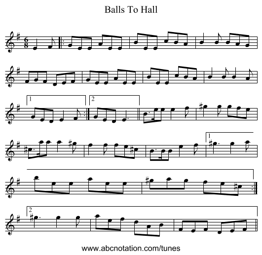 Balls To Hall - staff notation
