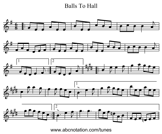 Balls To Hall - staff notation