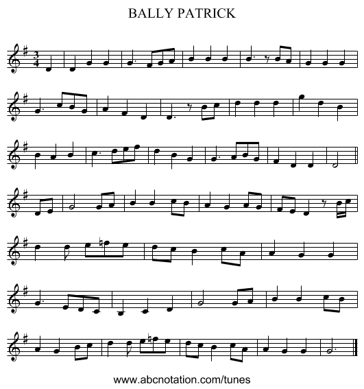 BALLY PATRICK - staff notation