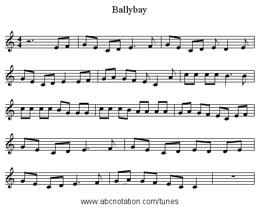 Ballybay - staff notation