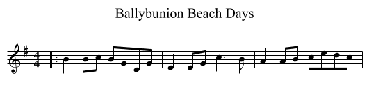 Ballybunion Beach Days - staff notation