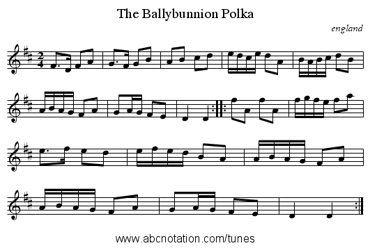 Ballybunnion Polka, The - staff notation