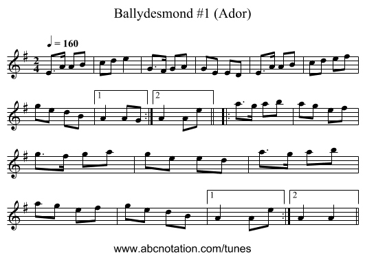 Ballydesmond #1 (Ador) - staff notation