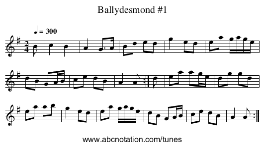 Ballydesmond #1 - staff notation