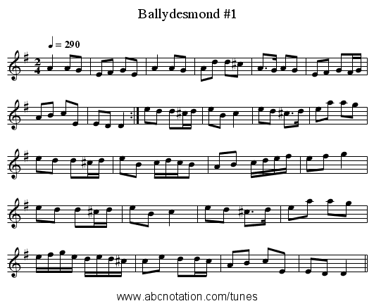 Ballydesmond #1 - staff notation