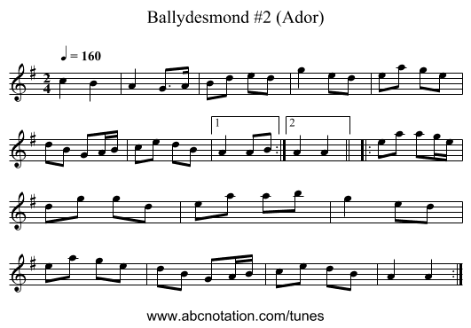 Ballydesmond #2 (Ador) - staff notation