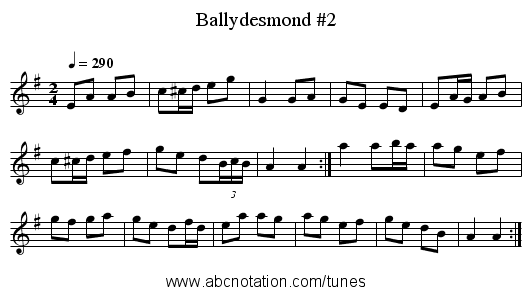 Ballydesmond #2 - staff notation