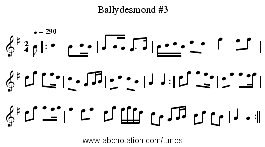 Ballydesmond #3 - staff notation