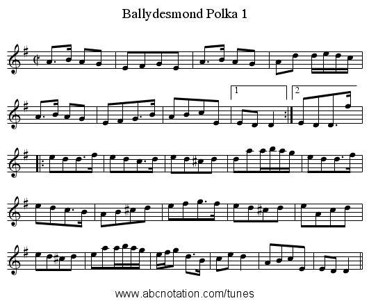 Ballydesmond Polka 1 - staff notation