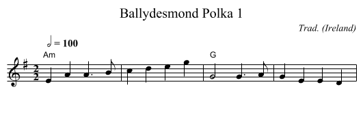 Ballydesmond Polka 1 - staff notation