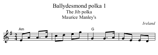 Ballydesmond polka 1 - staff notation