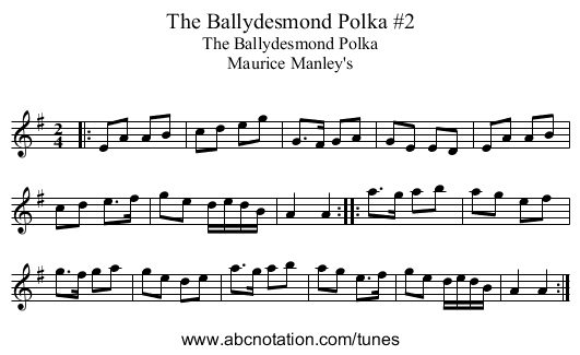 Ballydesmond Polka #2, The - staff notation