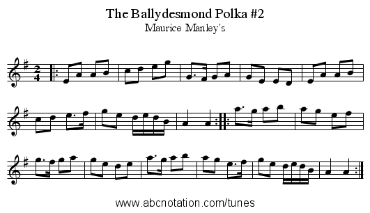 Ballydesmond Polka #2, The - staff notation
