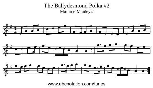 Ballydesmond Polka #2, The - staff notation