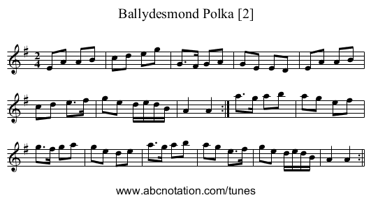Ballydesmond Polka [2] - staff notation