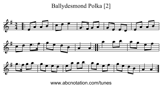 Ballydesmond Polka [2] - staff notation