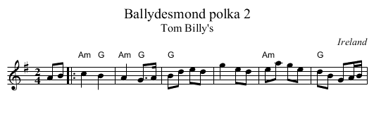 Ballydesmond polka 2 - staff notation