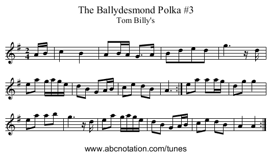 Ballydesmond Polka #3, The - staff notation